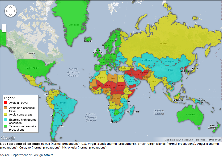 The Most Dangerous Countries for Tourists, in Maps The Atlantic